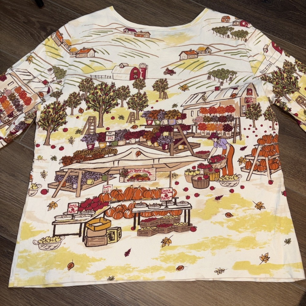 Vintage Christopher Banks Farm Market Grandmacore Top Autumn Xl - Picture 6 of 6